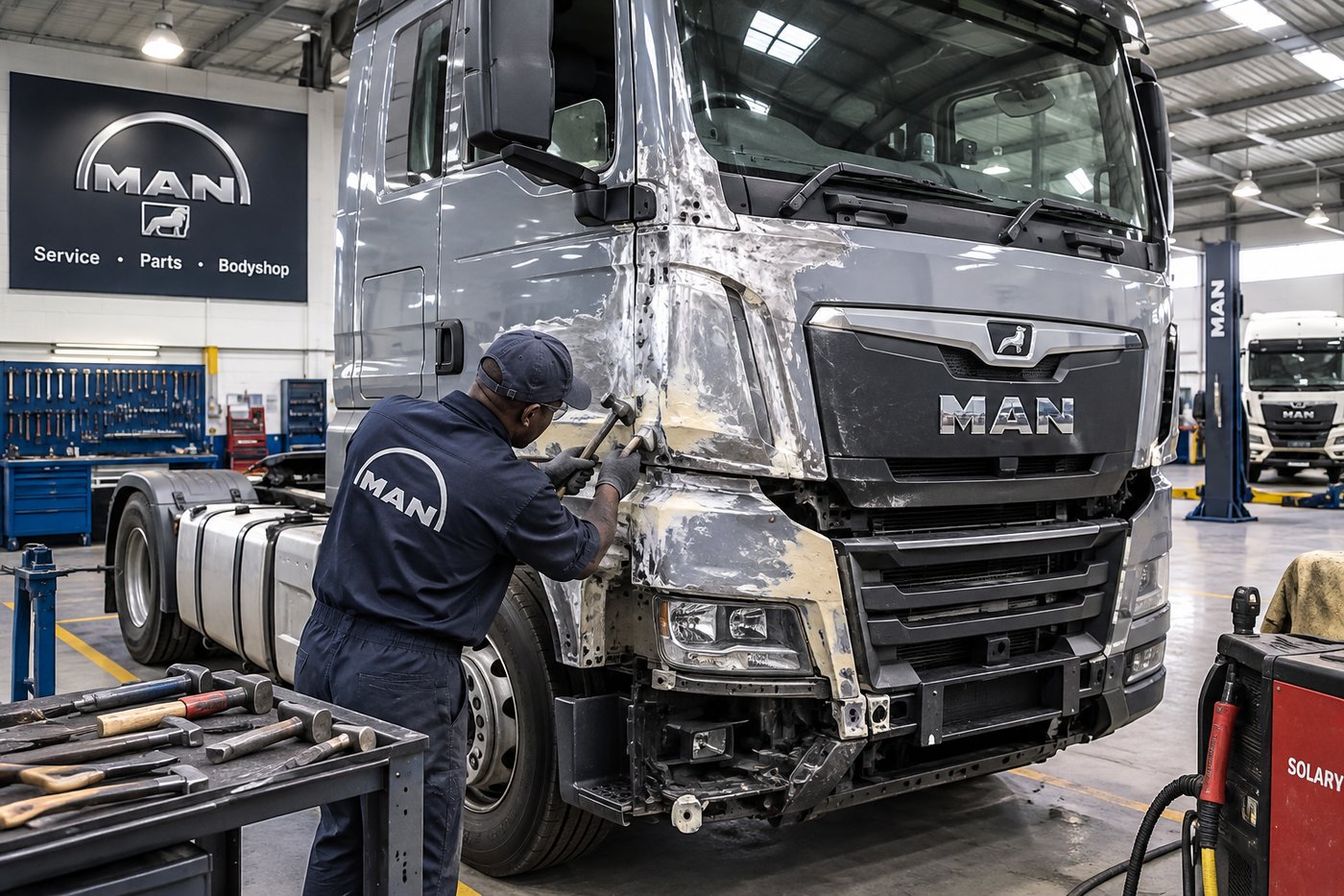 MAN truck finished to original specification after Panel Shop repair work